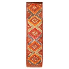 Afghanistan Anatoly Runner Rug - Wool Orange Pink Red Design - 93501