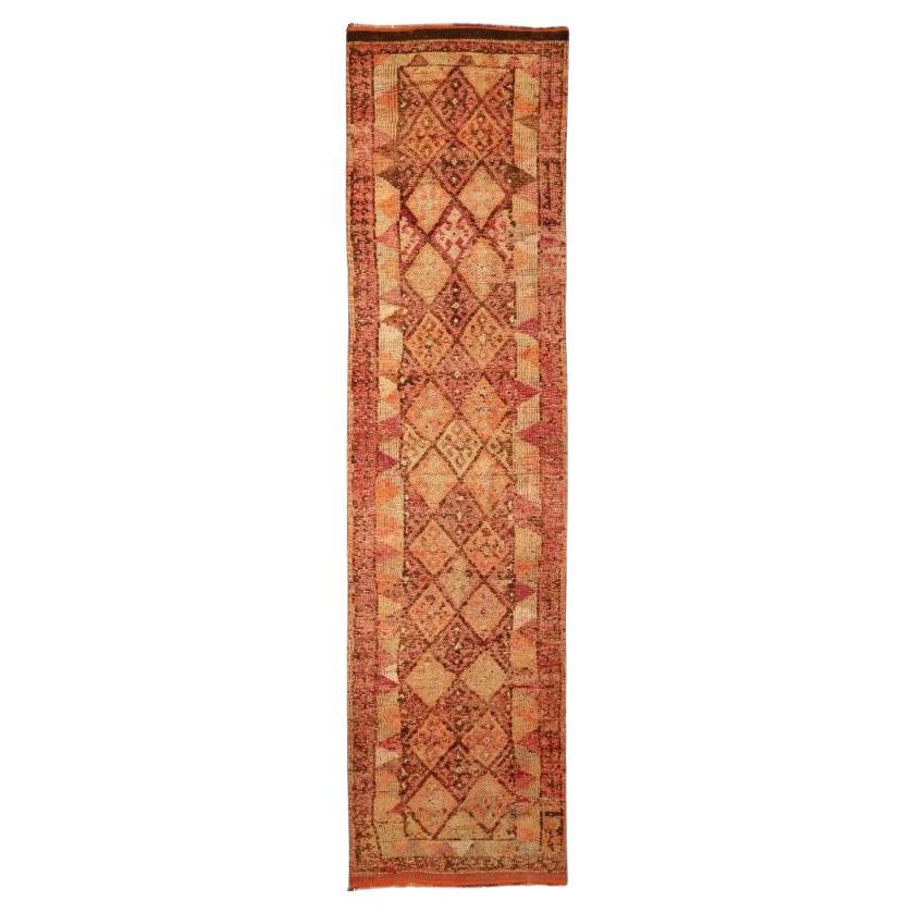 Afghanistan Anatoly Runner Rug - Wool Pink Yellow Design - 93516