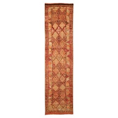 Afghanistan Anatoly Runner Rug - Wool Pink Yellow Design - 93516