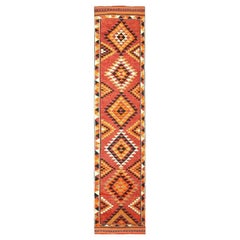Tapis de course Anatoly d'Afghanistan en laine orange rouge jaune - 93507