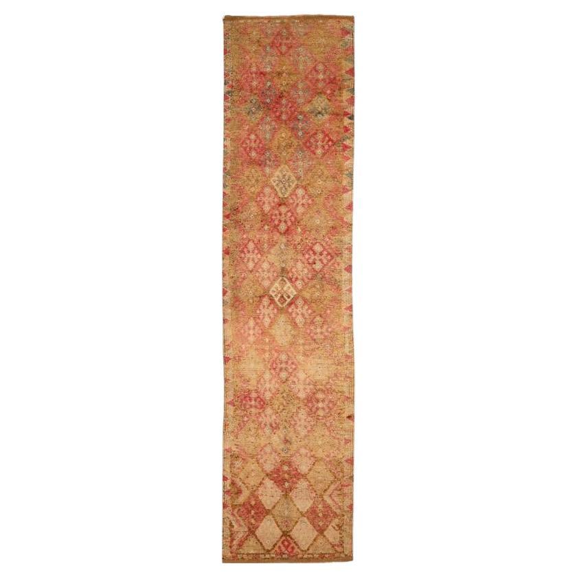 Afghanistan Anatoly Runner Rug - Wool Ivory Red Yellow Design - 93517 For Sale