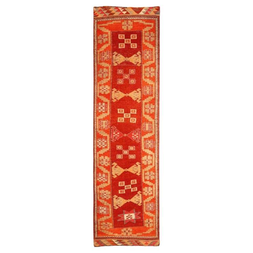 Tapis de course Anatoly d'Afghanistan en laine orange rouge jaune - 93518