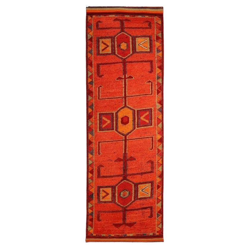 Afghanistan Anatoly Runner Rug - Wool Red Design - 93525 For Sale