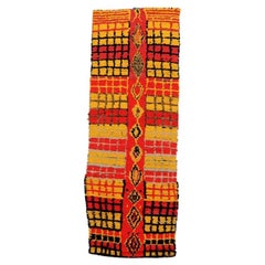 Marokkanischer Läufer Teppich - Wolle Rot Gelb Design - 97530