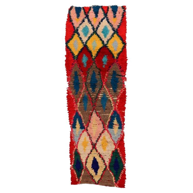 Tappeto Runner Marocchino - Lana Blu Rosso Giallo - 97531