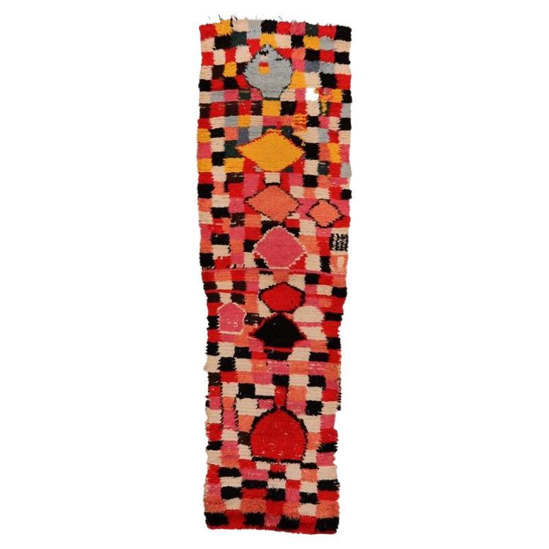 Marokkanisch Marokkanischer Läufer Teppich - Wolle Rot Gelb Design - 97532 im Angebot