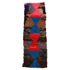 Tappeto marocchino Small Design - Lana Blu Marrone Rosa Rosso - 97533