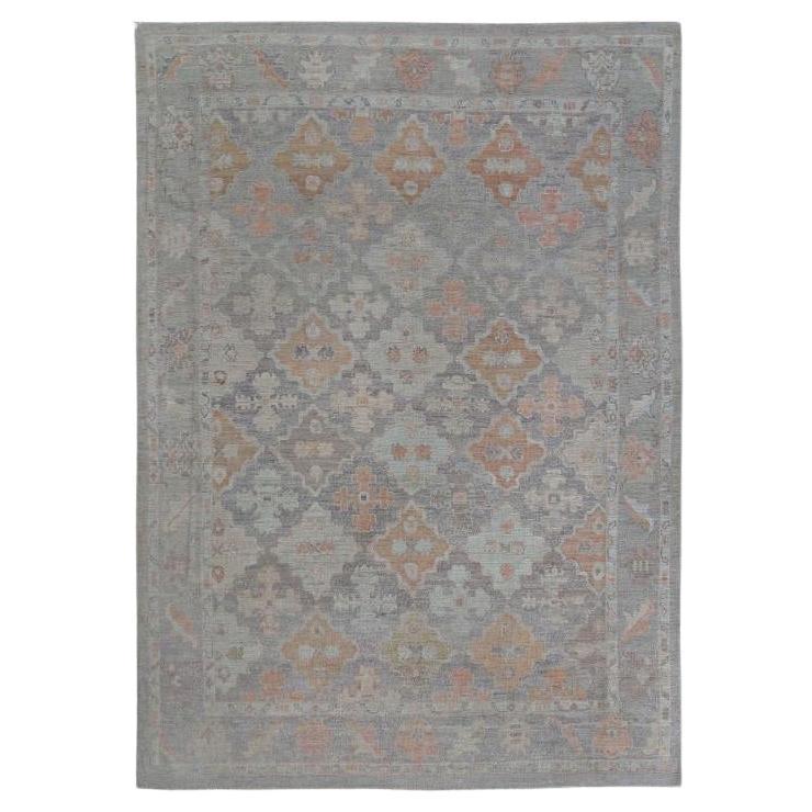 Tapis Afghanistan Oushak - Laine Bleu Brown Orange Design - 97492