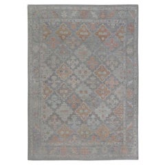 Tapis Afghanistan Oushak - Laine Bleu Brown Orange Design - 97492