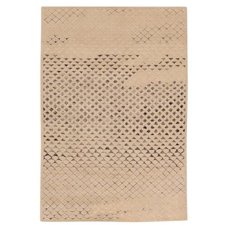 Indien Kleiner Teppich - Wolle Braun Elfenbein Design - 98036 im Angebot