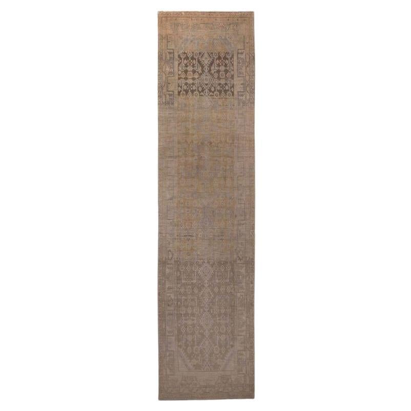 Persischer Malayer Läufer Teppich - Wolle Braun Taupe Gelb Design - 97536 im Angebot