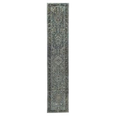 Tapis de course Persan Malayer - Laine Bleu Brown Ivory Design - 97542