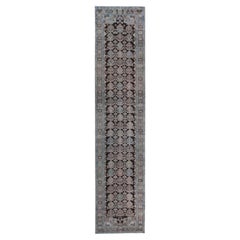 Persian Malayer Runner Rug - Wool Blue Brown Ivory Design - 97544