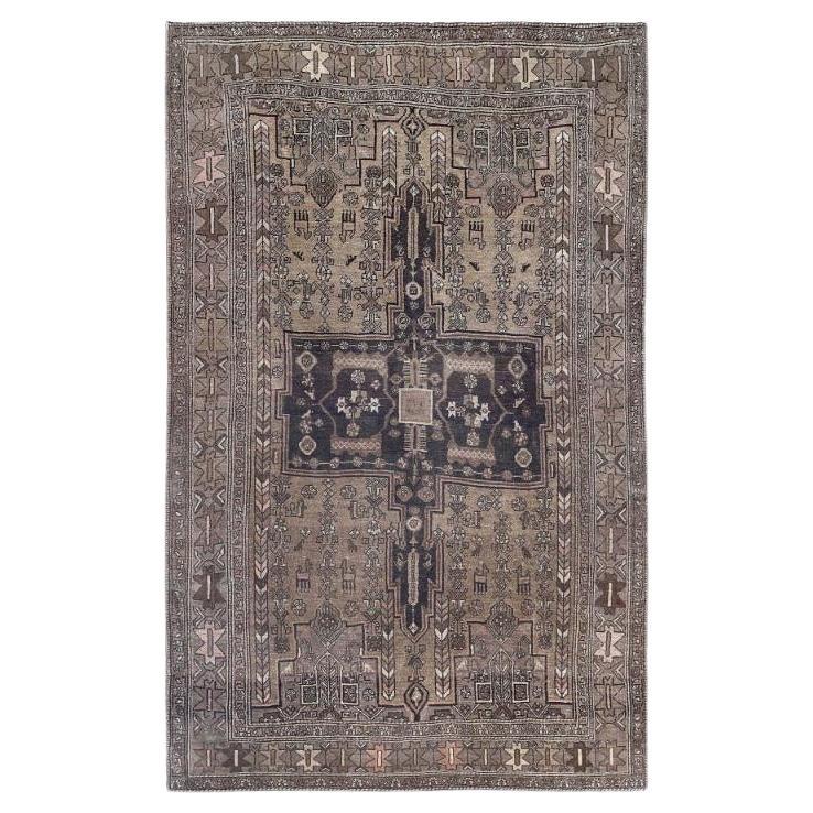 Persian Bijar Small Rug - Wool Brown Design - 97619