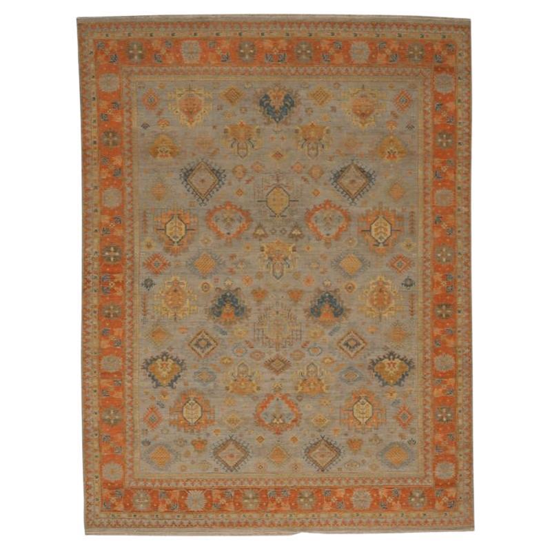 Tapis d'Oushak en laine bleu orange - 96617