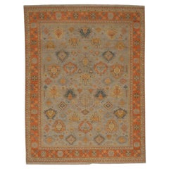 Tapis d'Oushak en laine bleu orange - 96617