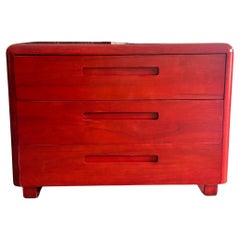 Mid century molded plywood Red dresser by Paul Goodman for plymold Mid century molded plywood Red dresser by Paul Goodman for plymold