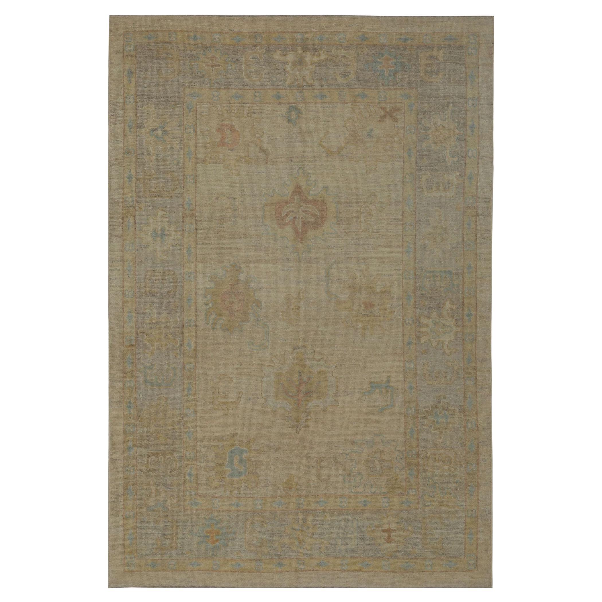 Oushak-Teppiche aus Afghanistan - Wolle in elfenbeinfarbenem Design - 96054
