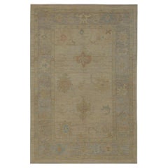 Tapis d'Afghanistan Oushak - Design en laine ivoire - 96054