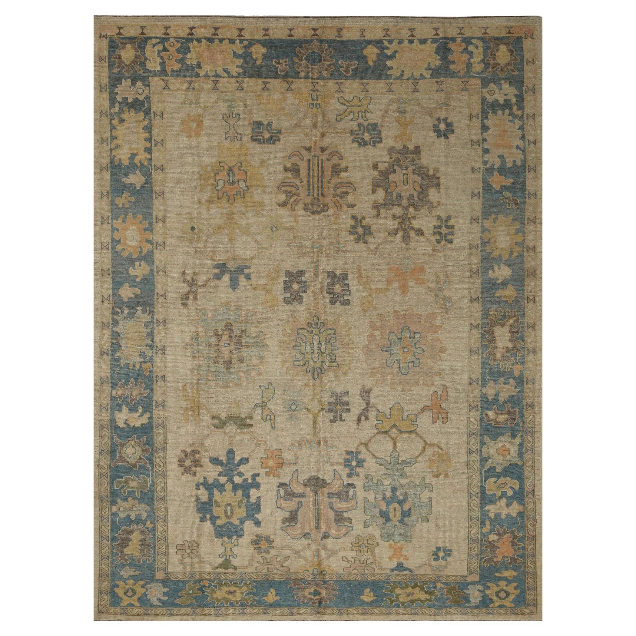 Oushak-Teppiche aus Afghanistan - Wolle in elfenbeinfarbenem Design - 96075