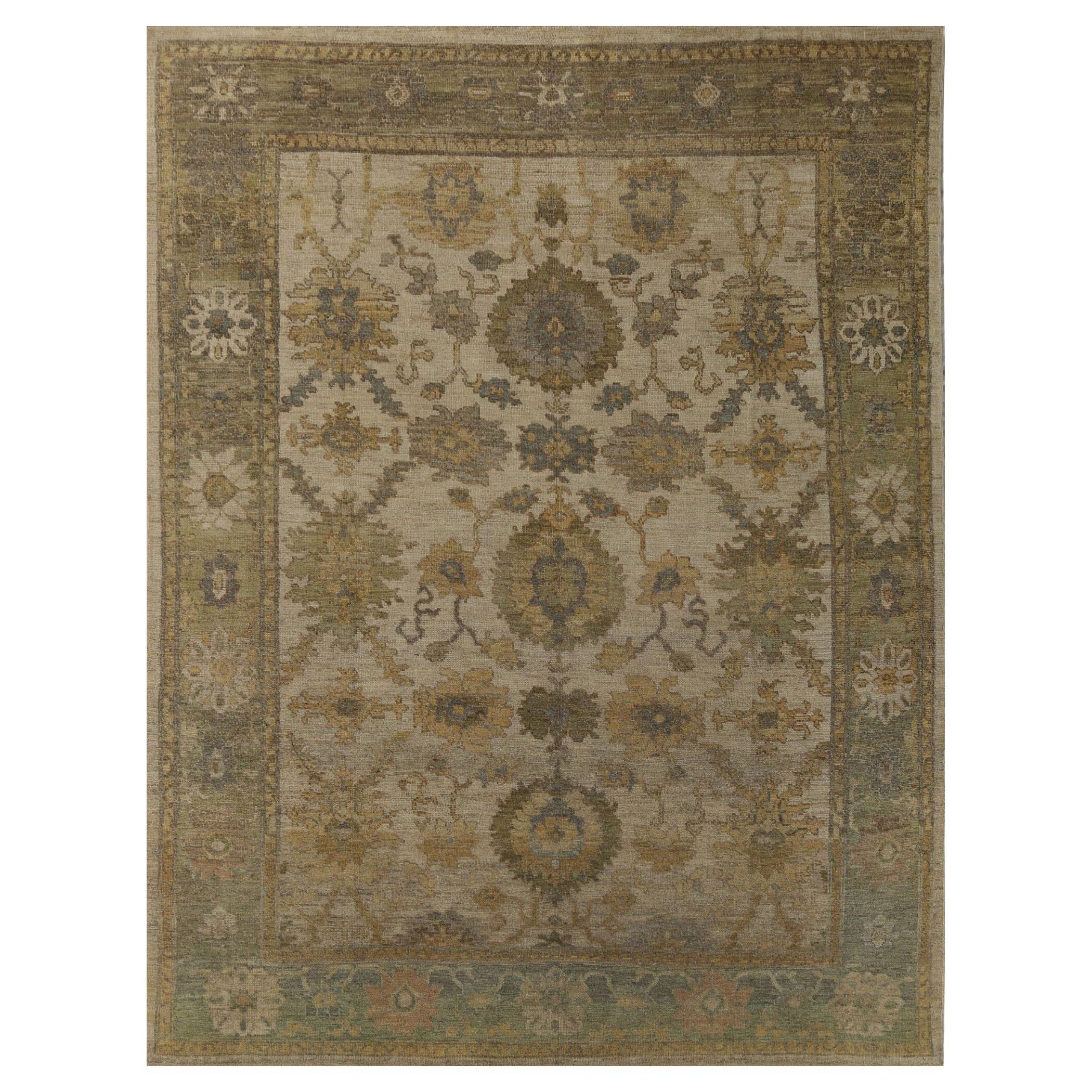 Oushak-Teppiche aus Afghanistan - Wolle in elfenbeinfarbenem Design - 96144