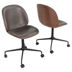 2024 Pair of GamFratesi for GUBI Beetle Meeting Chairs Upholstery & Walnut Shell