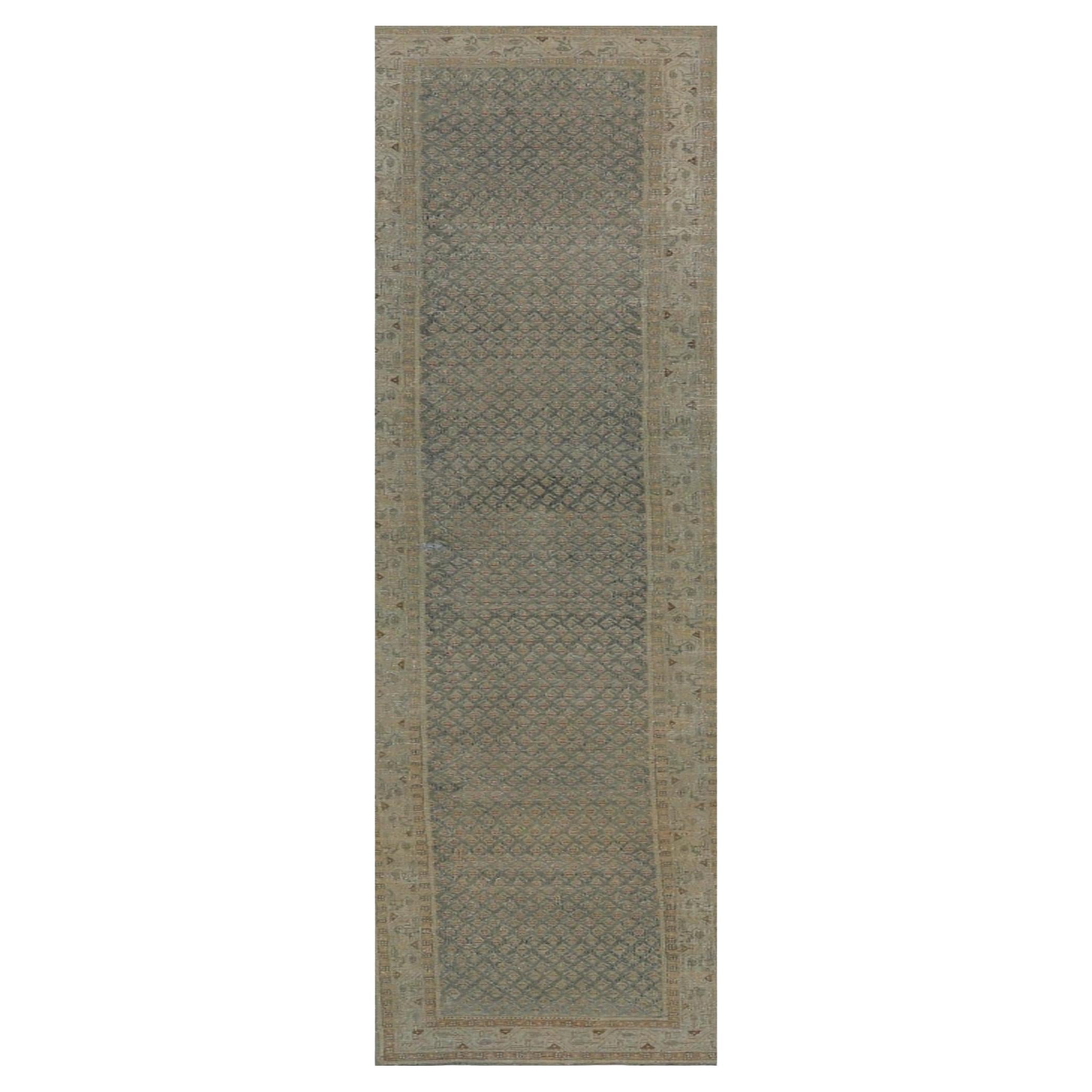 Tappeto persiano Malayer Runner, 1880 - Design Marrone Verde Rosso - 99554