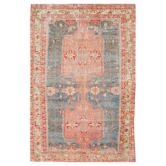 Alfombra Persa Shiraz Small Circa 1880 - Lana Azul Rosa Rojo Design - 99566