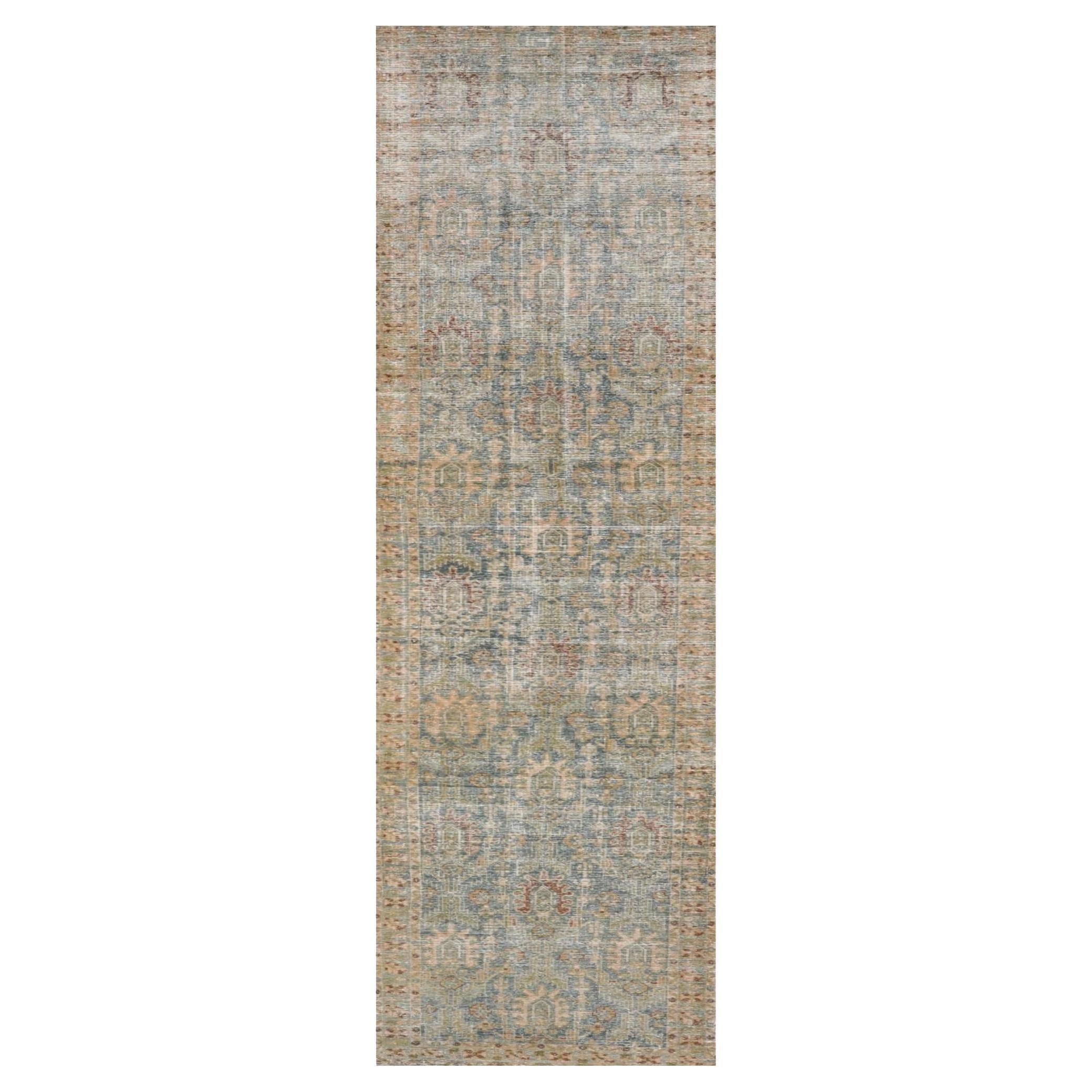 Persischer Malayer-Läufer Circa 1880 - Wolle Blau Grün Rot Design - 99555