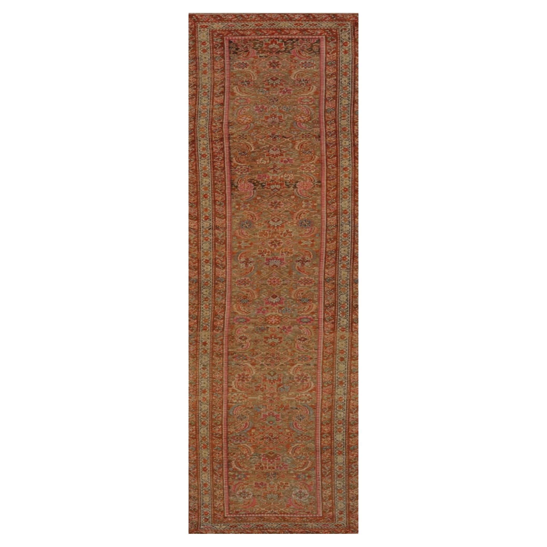 Persischer Malayer-Läufer Circa 1880 - Wolle Blau Grün Rosa Rot Design - 99556