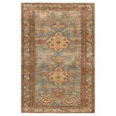 Persian Malayer Small Rug Circa 1880 - Wool Blue Ivory Red Design - 99569