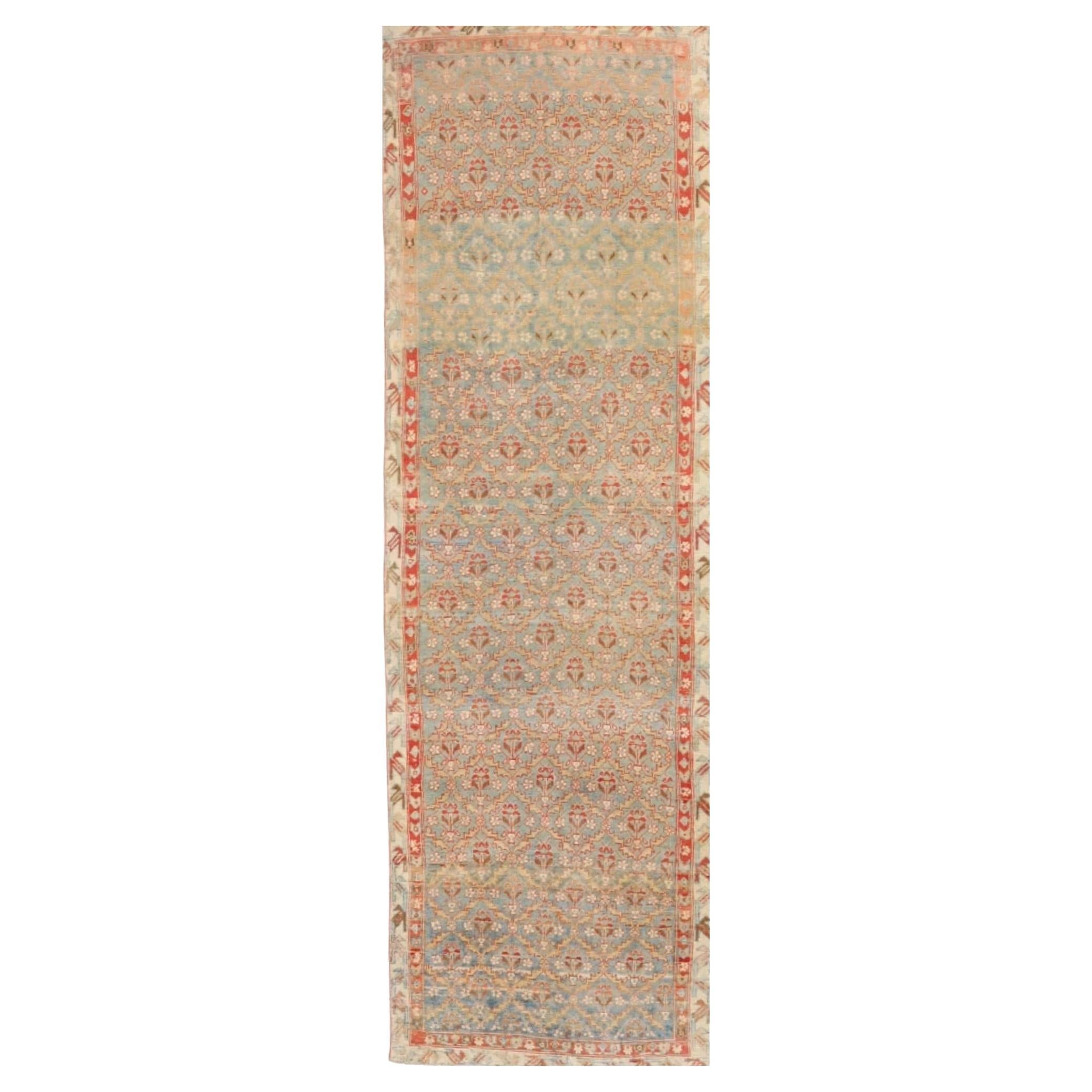 Tapis de course persan Malayer Circa 1880 - Laine Bleu Rouge Jaune Design - 99557