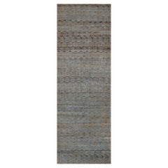 Tapis de course persan Malayer Circa 1880 - Laine Bleu Vert Ivoire Rouge Design/One - 99560