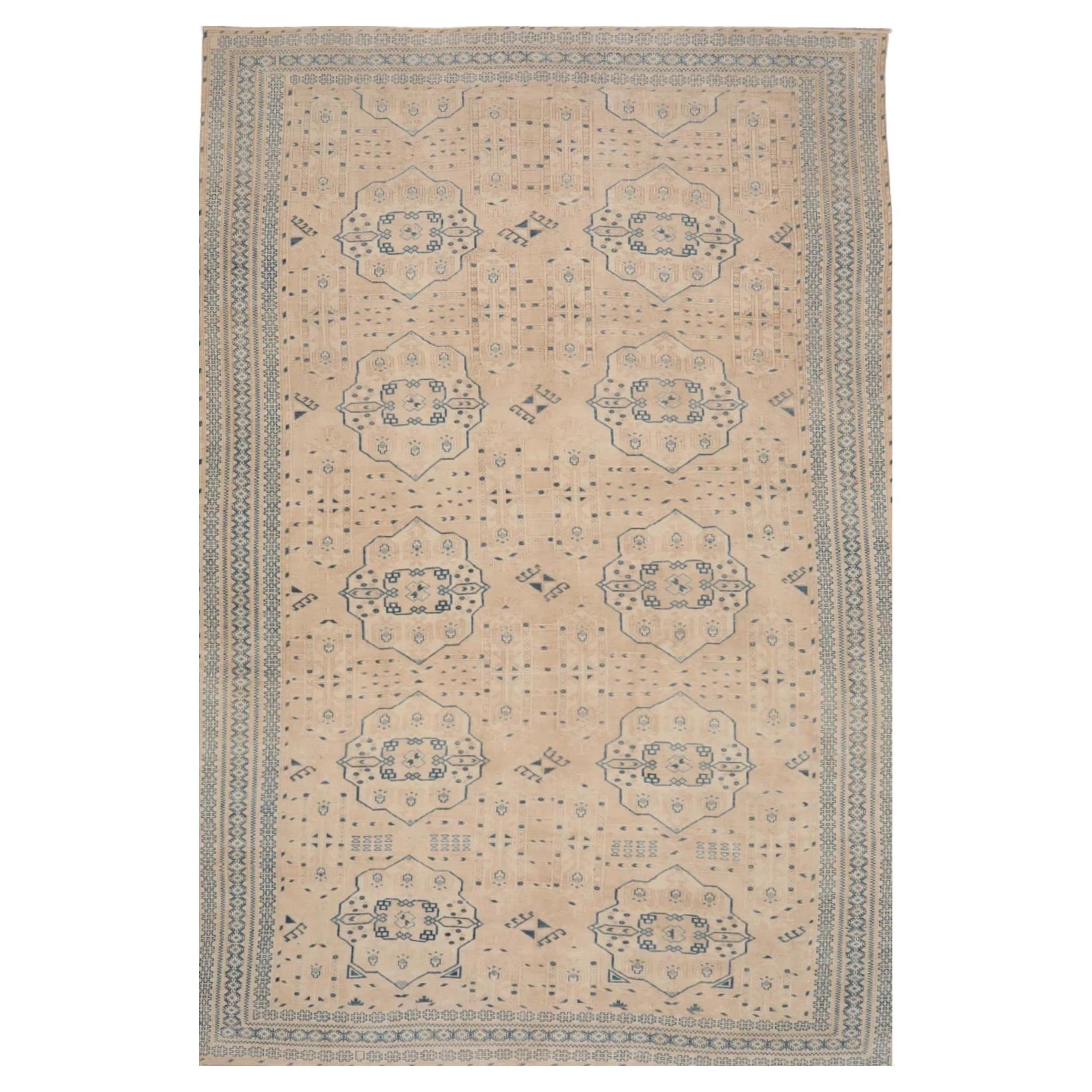Persische Khotan-Teppiche Circa 1990 - Wolle Blau Elfenbein Taupe Design - 99561 im Angebot