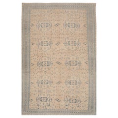 Tapis persans Khotan datant d'environ 1990, motif en laine bleu ivoire taupe - 99561