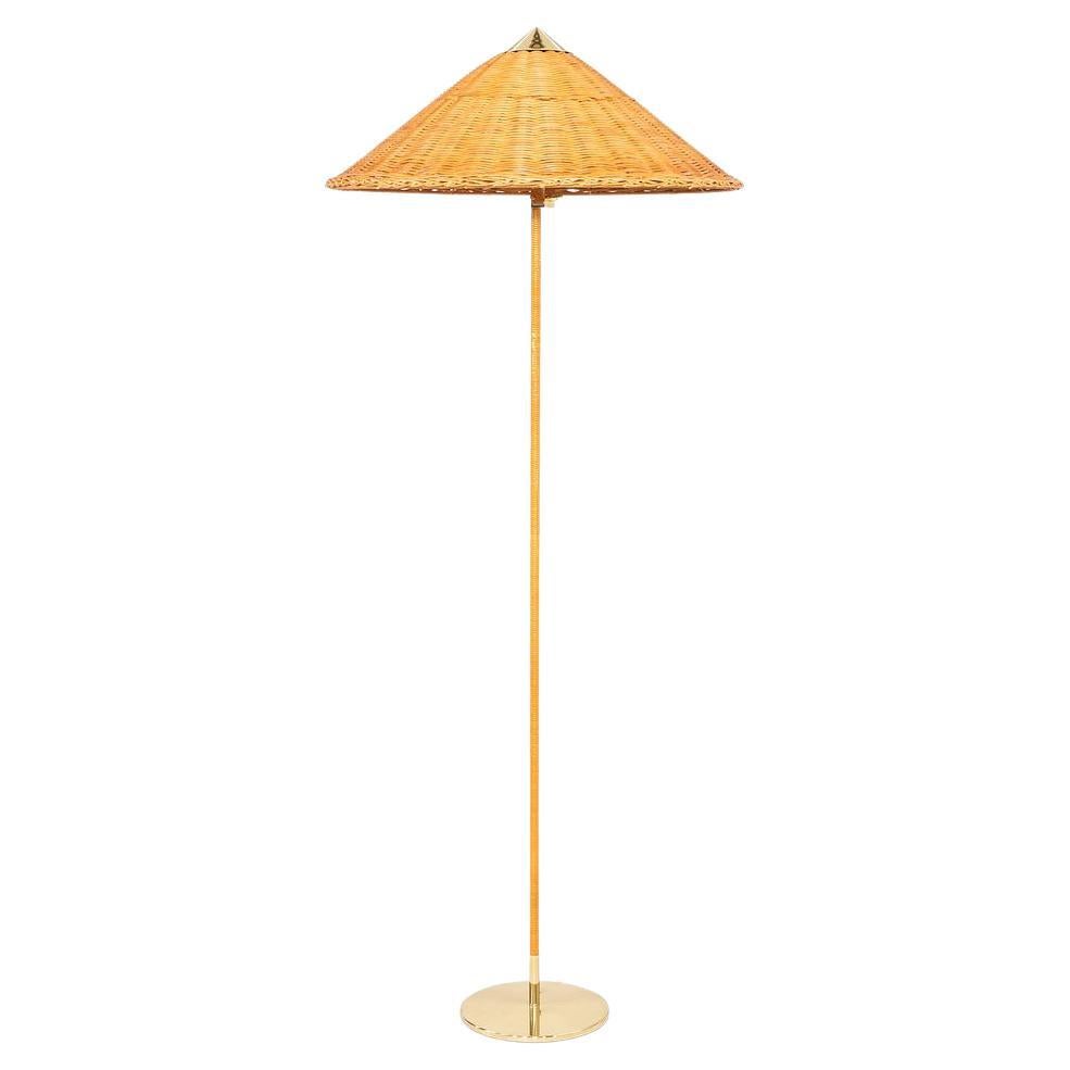 2024 Paavo Tynell for GUBI 9602 Floor Lamp "Chinese Hat" w/ Wicker Willow Shade For Sale