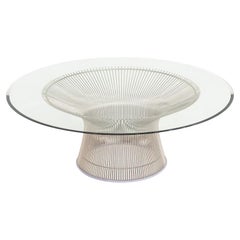 2018 Warren Platner for Knoll Coffee Table with 42" Glass Top and Nickel Base