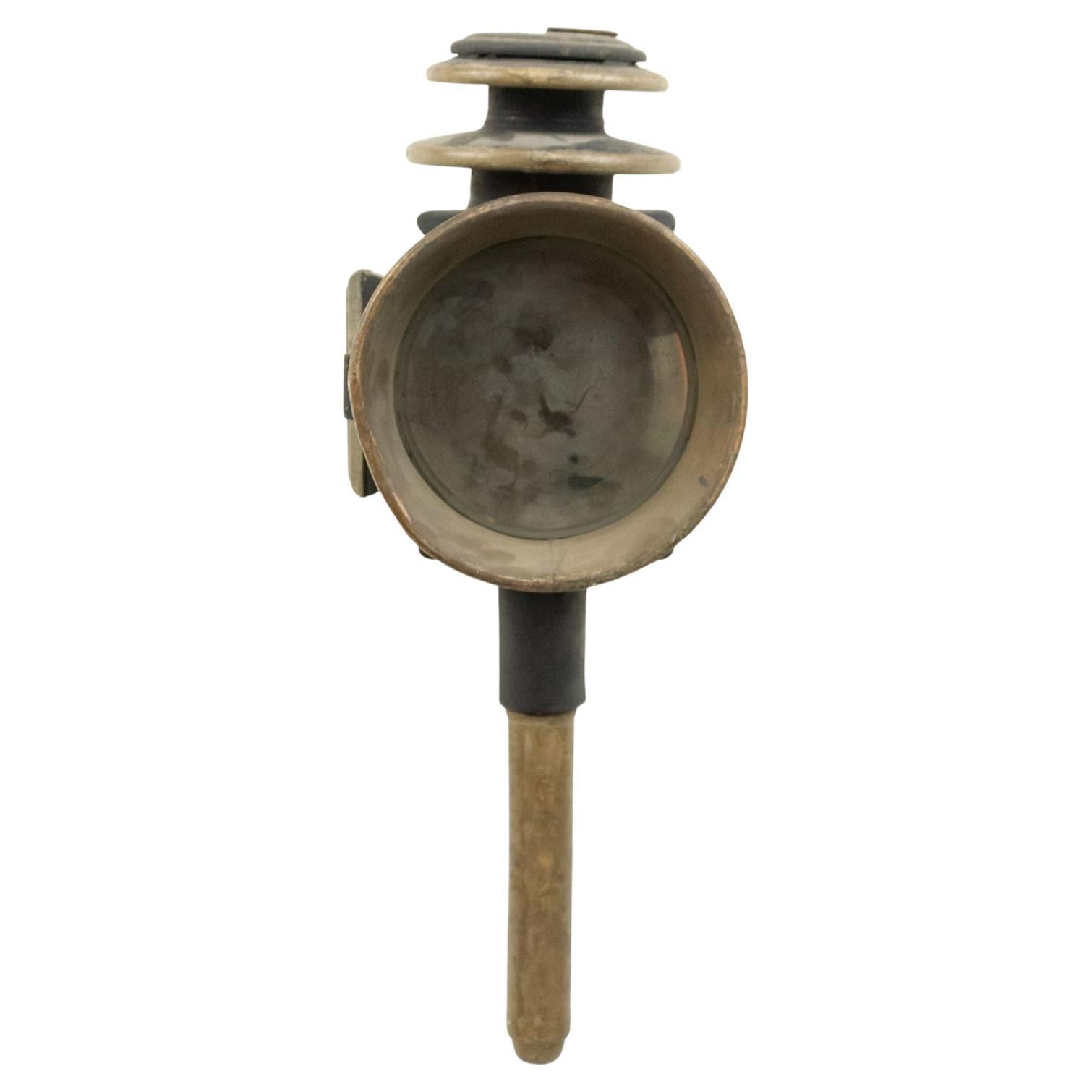 19th Century American Victorian Brass Coach Lamp and Black Sconce For Sale