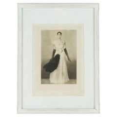 Retrato de una dama francesa de la época victoriana vestida de blanco, lámina pintada, siglo XIX