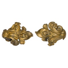 French Victorian Brass Acanthus Tiebacks, Molded Design, 19th Century