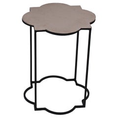 Modern Silver Geometric Side Tables with Black Bases, Made in USA