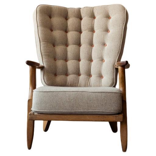 Grand Repos' Lounge Chair in Oak by Guillerme & Chambron for Votre Maison, 1960s