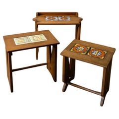 Guillerme 
Chambron Stained Oak Nesting Tables, 1950s