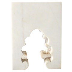 Mughal Side Table, Hand-Carved White Marble Form