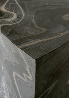 Architectural Marble Side Table, Black Marble Block
