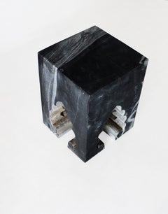 Sculptural Marble Side Table, Black Marble Arch Pedestal