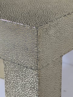 Modern Side Table, Handcrafted Hammered Copper Design