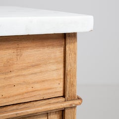 French Oak Marble-Top Side Table