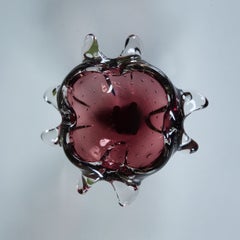Mid-century freeform Purple Murano Bubble Glass Bowl