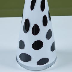 Black and White Polka Dot Glass Cone Vase